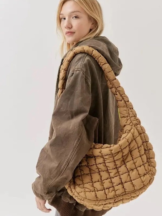 Urban Outfitters Handbags - Urban Outfitter Quilted Bubble Shoulder Bag in Tan